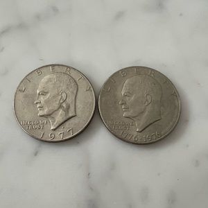2 Eisenhower Silver Dollars